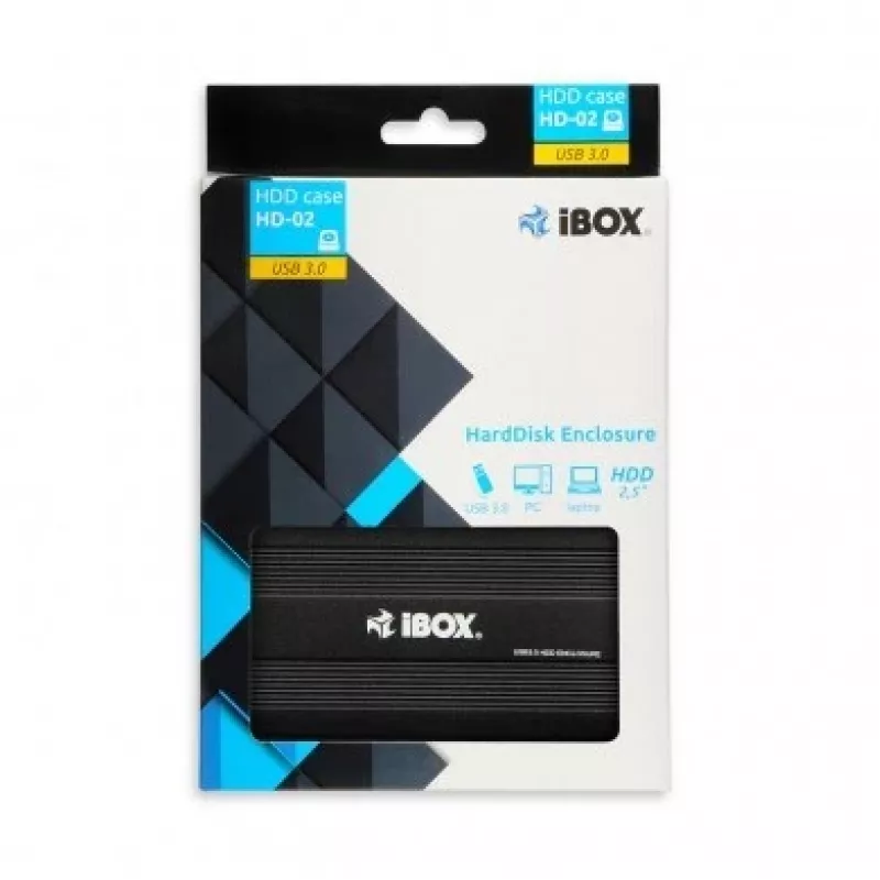 iBOX HD-02 externe behuizing voor 2,5 inch SATA-schijven, USB 3.0, aluminium, zwart