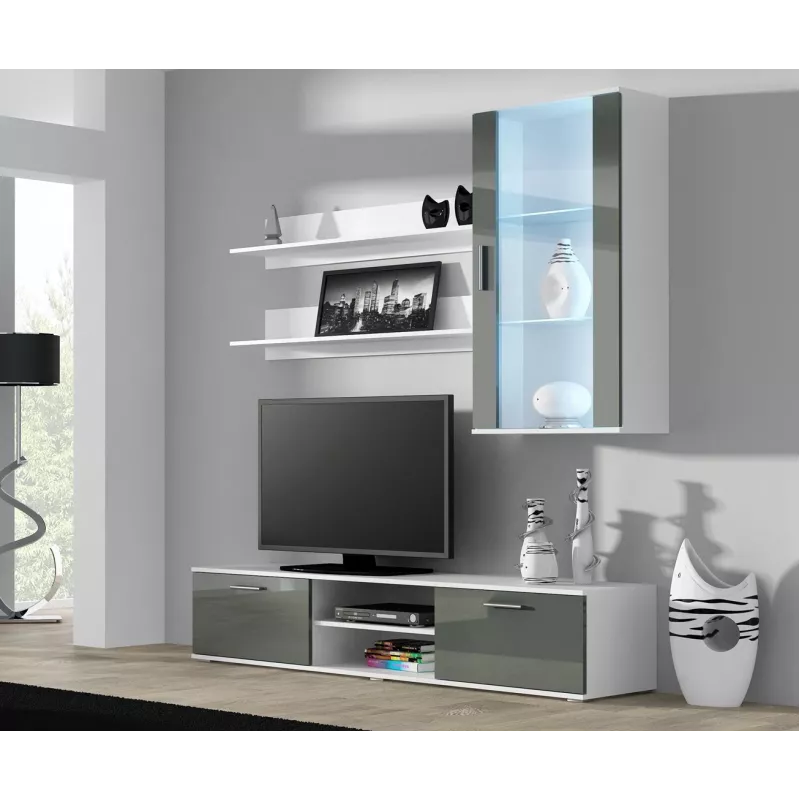 Cama tv-standaard SOHO 180 wit/grijs glanzend