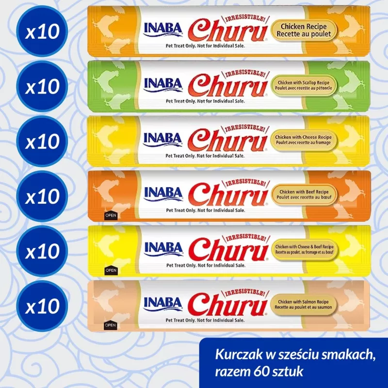 Kattenlekkernij Inaba Foods Churu Varieties — kip, 60 x 14 g tubes
