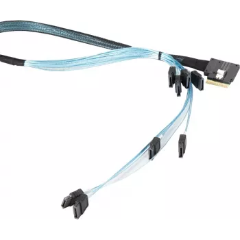 Supermicro - interne SAS-kabel - 1x8 slank SAS (SFF-8654) (M) haaks links naar SATA (M) 70 cm