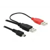 USB-kabel DeLOCK 2x USB2.0-A stekker / USB mini 5-polig 1 m zwart