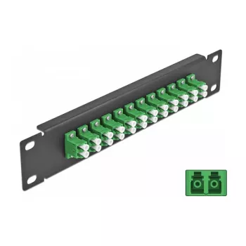 DeLOCK 10 inch glasvezel patchpaneel 12 poorten LC duplex groen 1U zwart