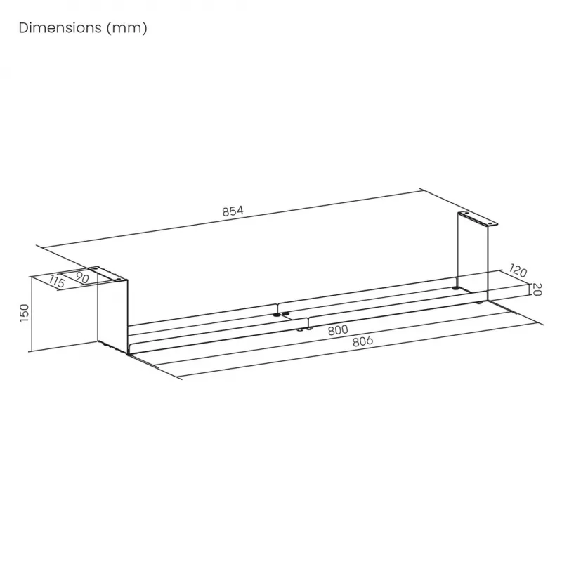 Maclean compacte kabelorganizer onder het bureau, max. belasting 5 kg, wit, MC-107 W