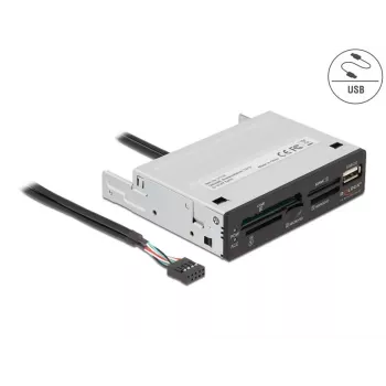 DeLOCK 91708 kaartlezer USB 2.0 intern zwart grijs CF SD MicroSD