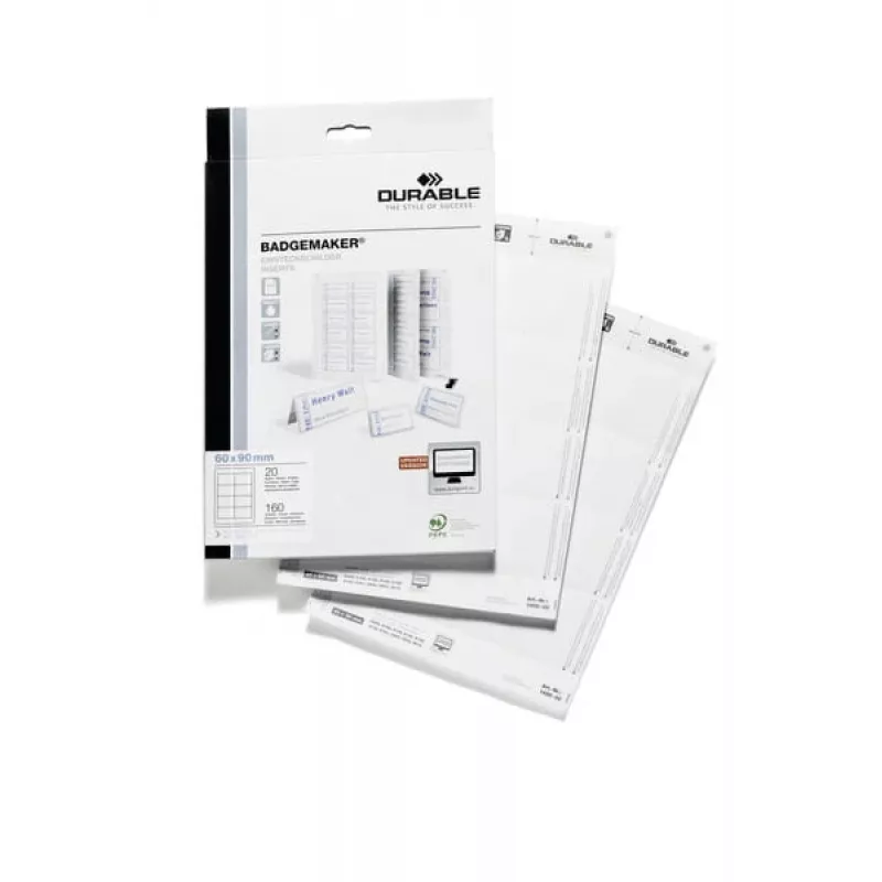 Naamkaartje-insteek Durable 1456-02 60x90 mm wit