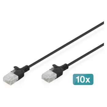 Patchkabel DIGITUS CAT6 U-UTP slank 1,5 m, zwart — 10-pack
