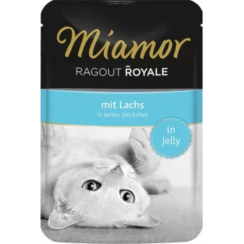 Natvoer voor katten Miamor Ragout Royale in gelei zalm 100 g — adult, 82 kcal/100g, proteïne 8%, vet 5%, vocht 82%