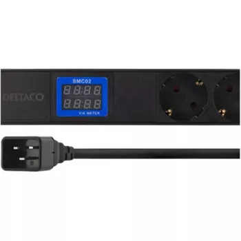 Stroomverdeeleenheid PowerWalker 10133010 PDU 1U zwart, type-F stopcontacten, C20-koppeling, 16 A, 3500 W, 2 m kabel