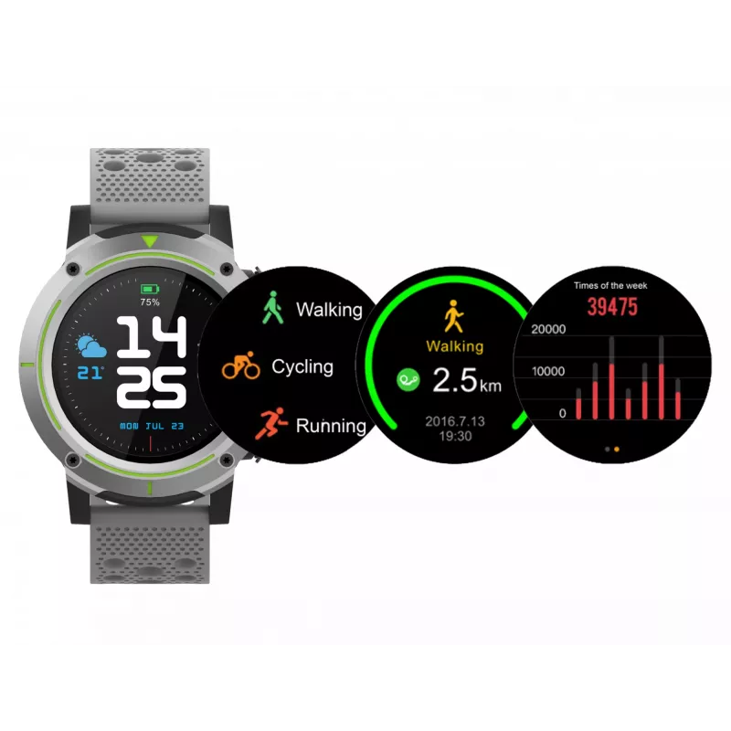 Denver SW-510 GPS-smartwatch, 1,3" touchscreen, grijs