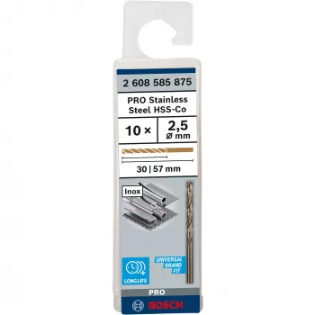 Spiraalboor Bosch metaalboor HSS-Co DIN 338 diameter 2,5 mm