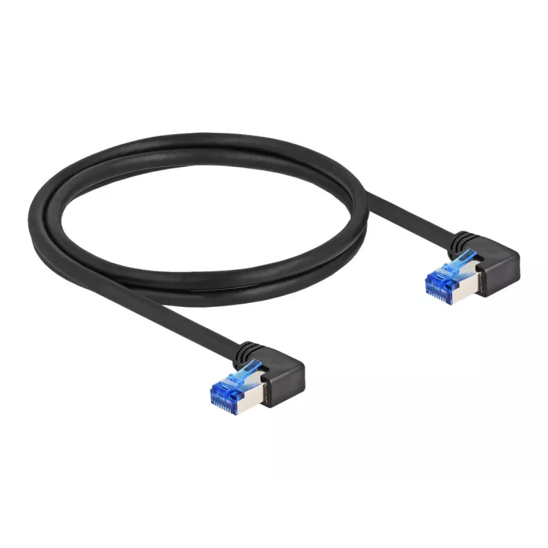 Netwerkkabel DeLOCK RJ45 Cat.6A S/FTP haaks 1 m zwart