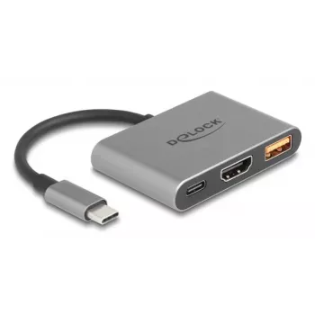 DeLOCK 61071 videokabel-adapter 0,1 m USB Type-C USB Type-C USB Type-A HDMI grijs