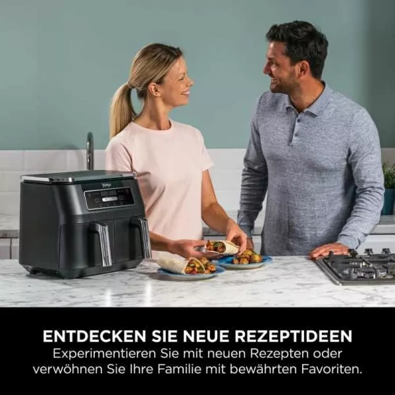 Ninja AF200EU friteuse dubbel 7,6 L standalone 2400 W heteluchtfriteuse zwart
