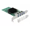 DeLOCK PCI Express x4-kaart naar 4 x externe USB 3.0 quad channel - low profile formaat