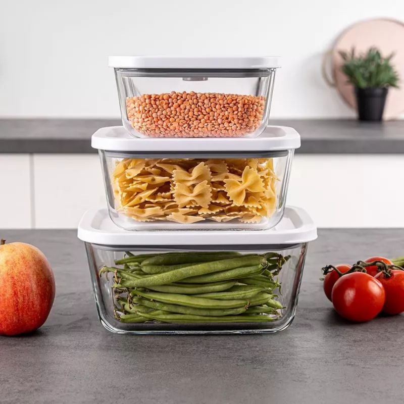Rommelsbacher vacuümapparaat glazen bakjesset VCG 1, 3-delig (350 ml, 670 ml, 1100 ml), transparant
