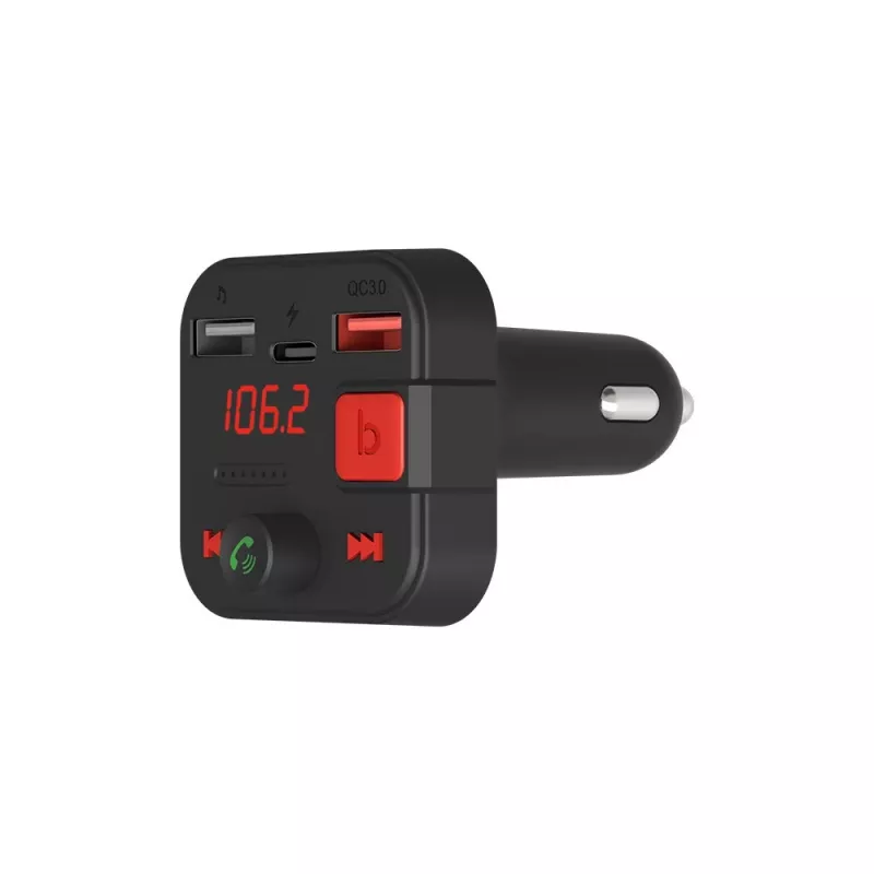 SAVIO FM-zender, Bluetooth 5.3, QC 3.0-oplader, LED-display, bass boost, TR-15, zwart
