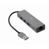 Gembird A-AMU3-LAN-01 USB-A naar Gigabit LAN-adapter met 3-poorts USB 3.0-hub, zwart
