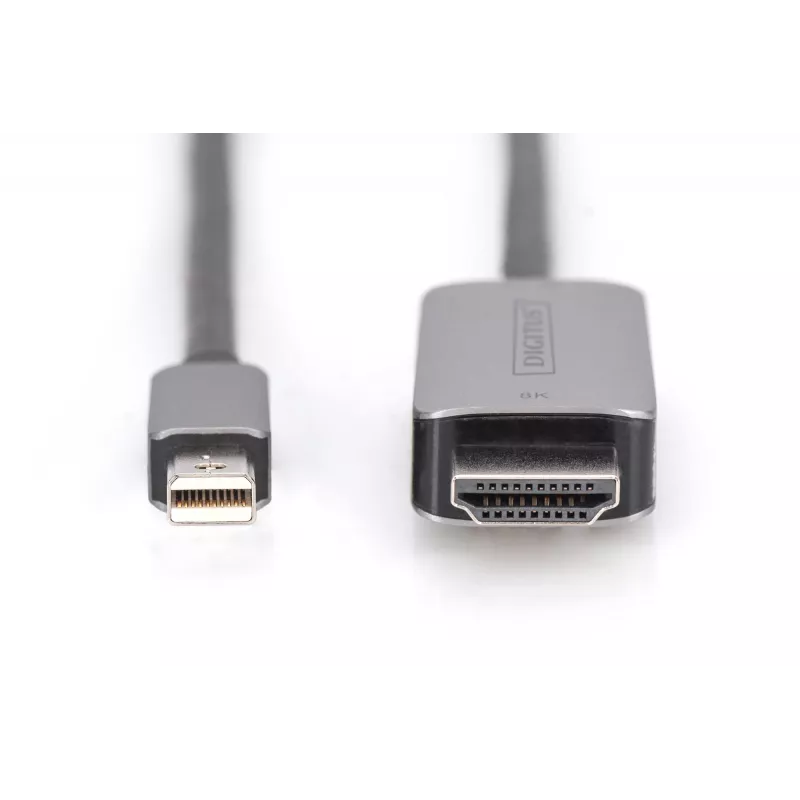 DIGITUS - adapterkabel - mini DisplayPort (M) naar HDMI (M) - 1,0 m - ondersteuning van 8K 60 Hz - zwart (DB-340109-010-S)