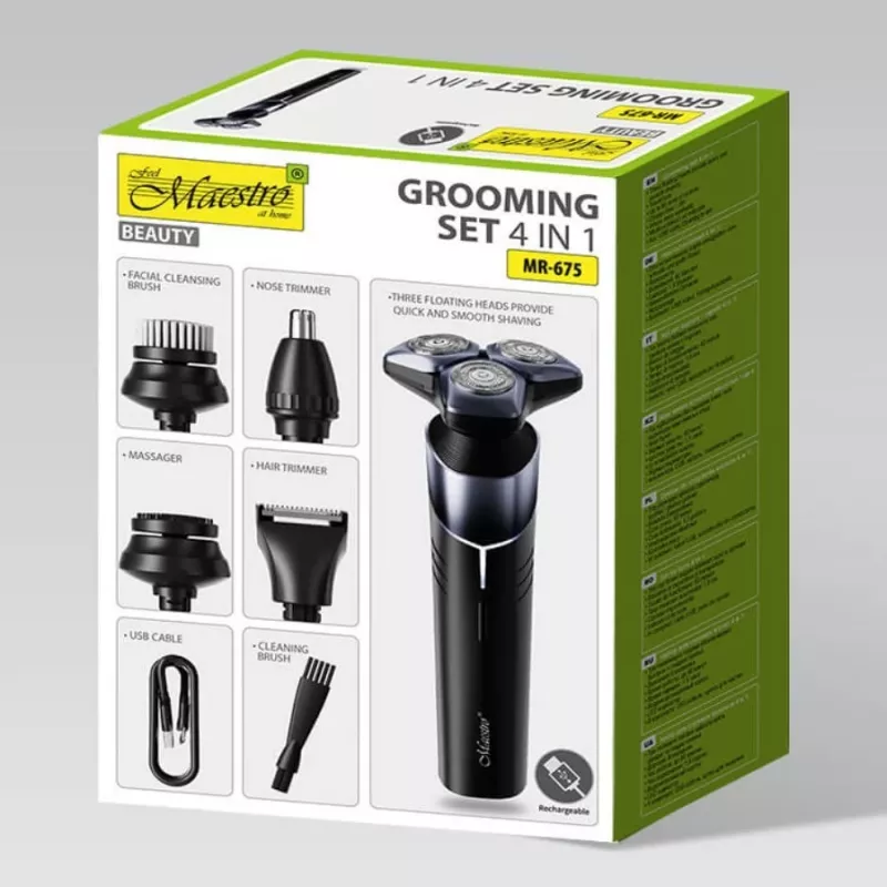 Elektrische 5-in-1 oplaadbare waterdichte scheerset Maestro MR-675 met USB-oplaadfunctie