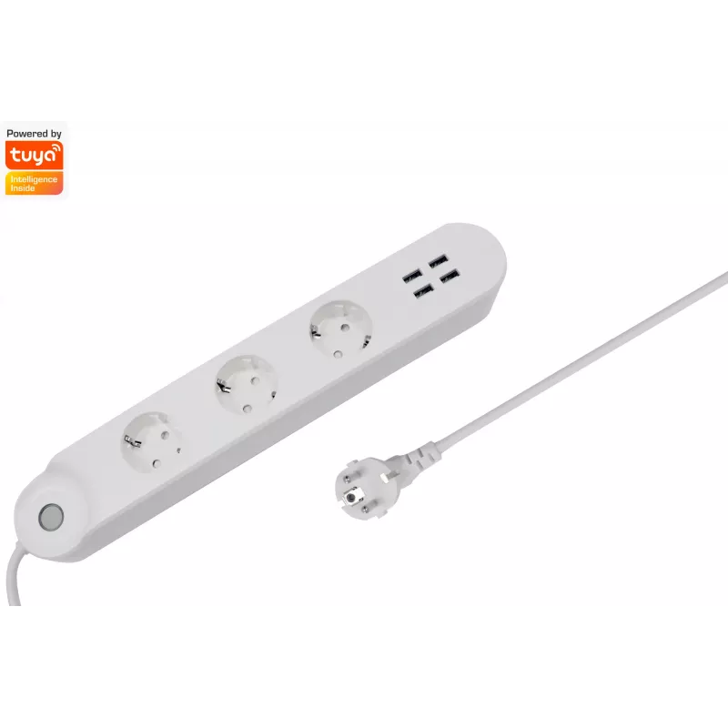 Slimme stekkerdoos Denver SHP-300U 3 AC-stopcontacten type E 4 wit