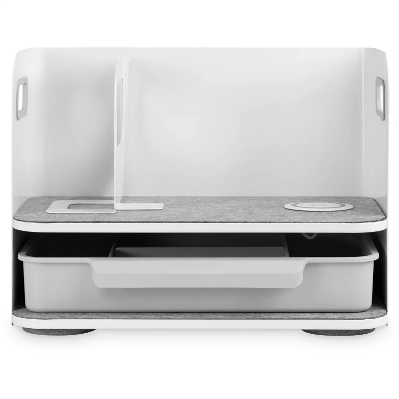 Digitus desktop-organizer met Qi-oplader staal grijs wit 1 lade
