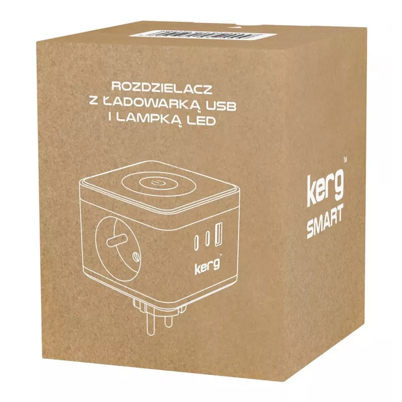 Stekkerdoos Kerg M02730 — 2 Type-F-stopcontacten, 3 USB-aansluitingen (USB-A + USB-C), 16 A 250 V~, 1,5 m kabel, wit