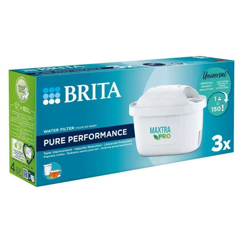 Waterfilterpatroon BRITA Maxtra+ Pure Performance, technopolymeer, 150 L capaciteit, 3 stuks
