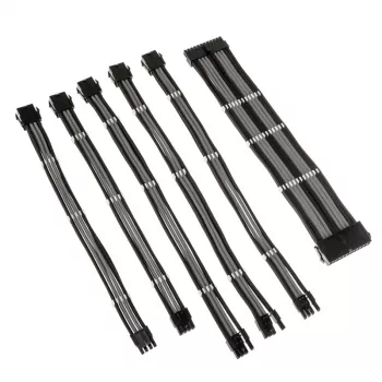 Kabelverlengingsset Kolink Core Adept — omvlochten PET-mantel, kopergeleider, lengtes 300–350 mm, 6-delige set