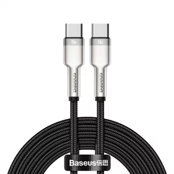 USB-C naar USB-C kabel Baseus Cafule Metal – 2 m, 100W laadvermogen, USB 2.0 (480 Mbit/s), verzinkte contacten, zwart