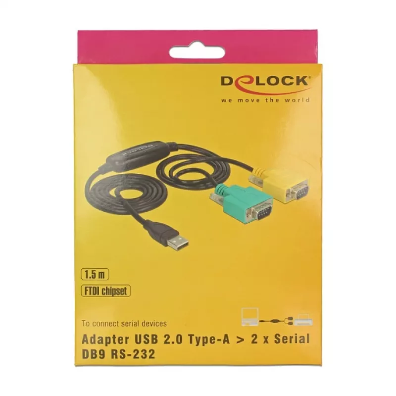 Seriële kabel DeLOCK 63466 USB Type-A DB-9 1,5 m zwart groen geel