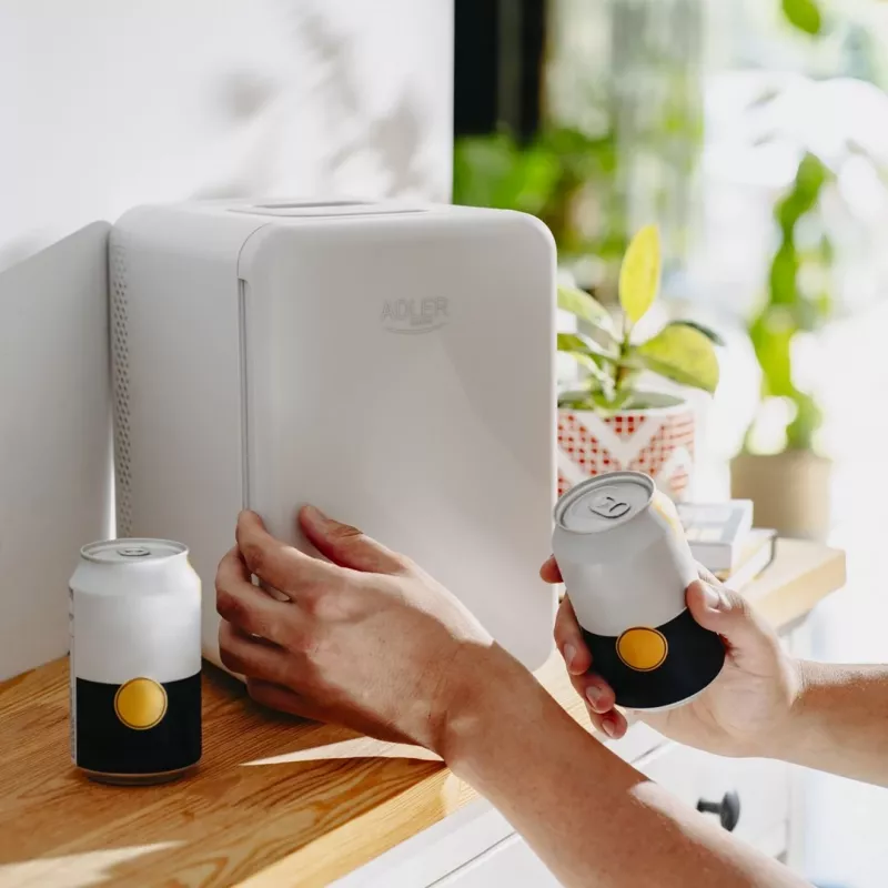 Minikoelkast Adler AD 8084G — compact grijs 12V/230V, 4 L inhoud, draagbaar, deur rechtsdraaiend