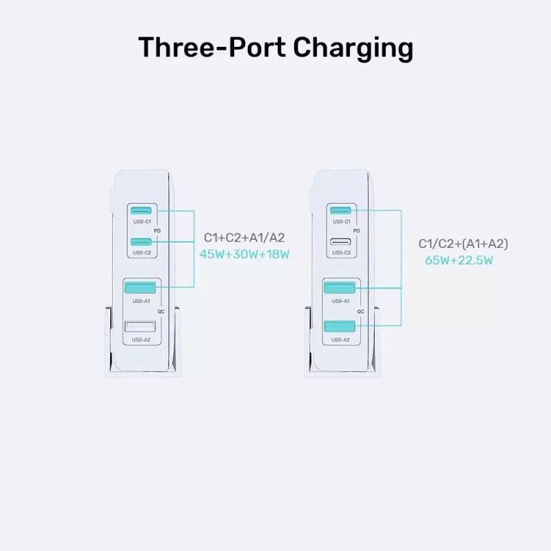 Unitek bureau-oplader P1229ABK01-EU 100 W met 2× USB-A en 2× USB-C