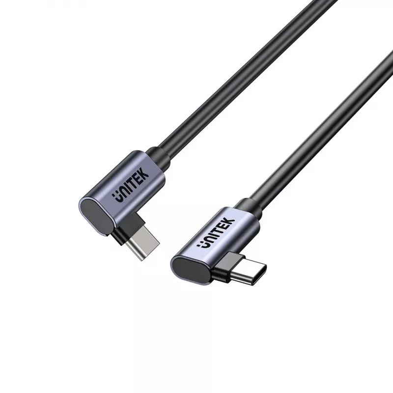 USB-C-kabel Unitek C14147ABK01-1M, 1 m, 90° haakse stekkers, USB PD 3.0 100W, data 480 Mbit/s, zwart