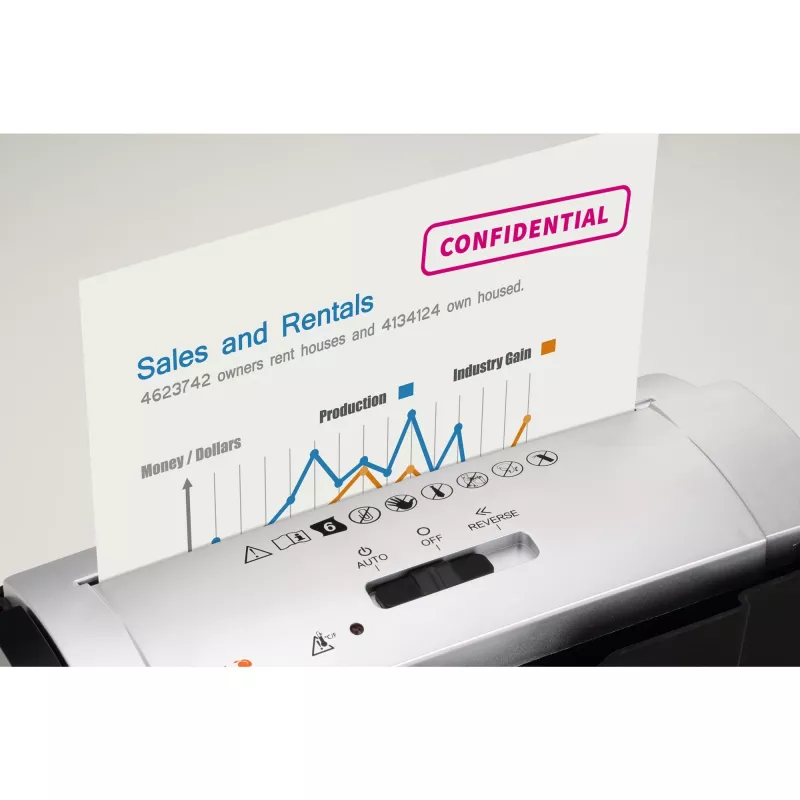 Papiervernietiger PEACH PS400-02, strokenversnippering, 22 cm werkbreedte, 7 mm snede, zwart/zilver