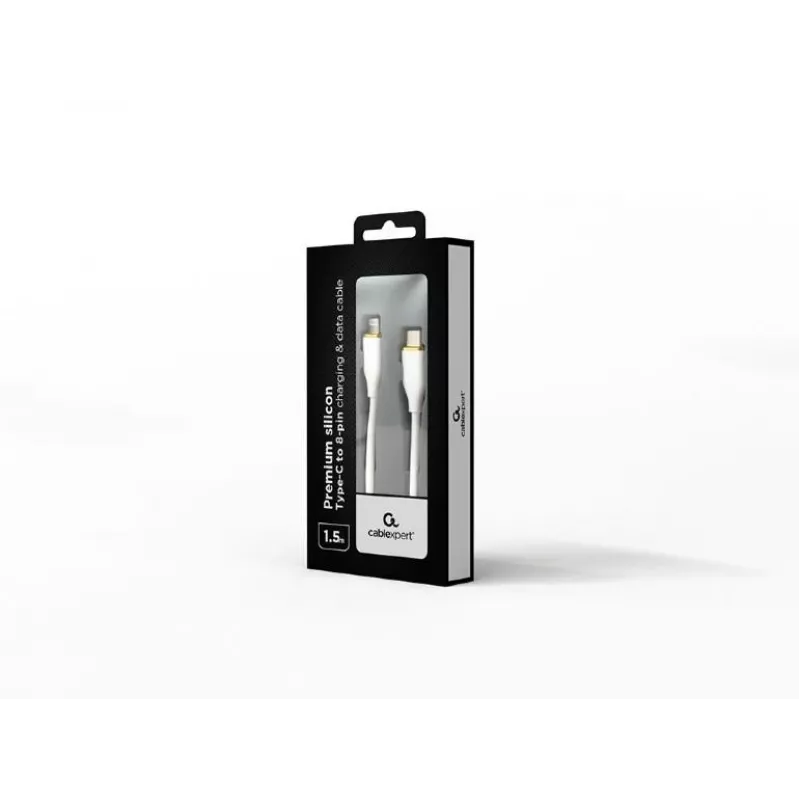 Gembird CC-USB2S-CM8PM-1.5M-W USB-C naar 8-pins Lightning-kabel, 1,5 m, wit