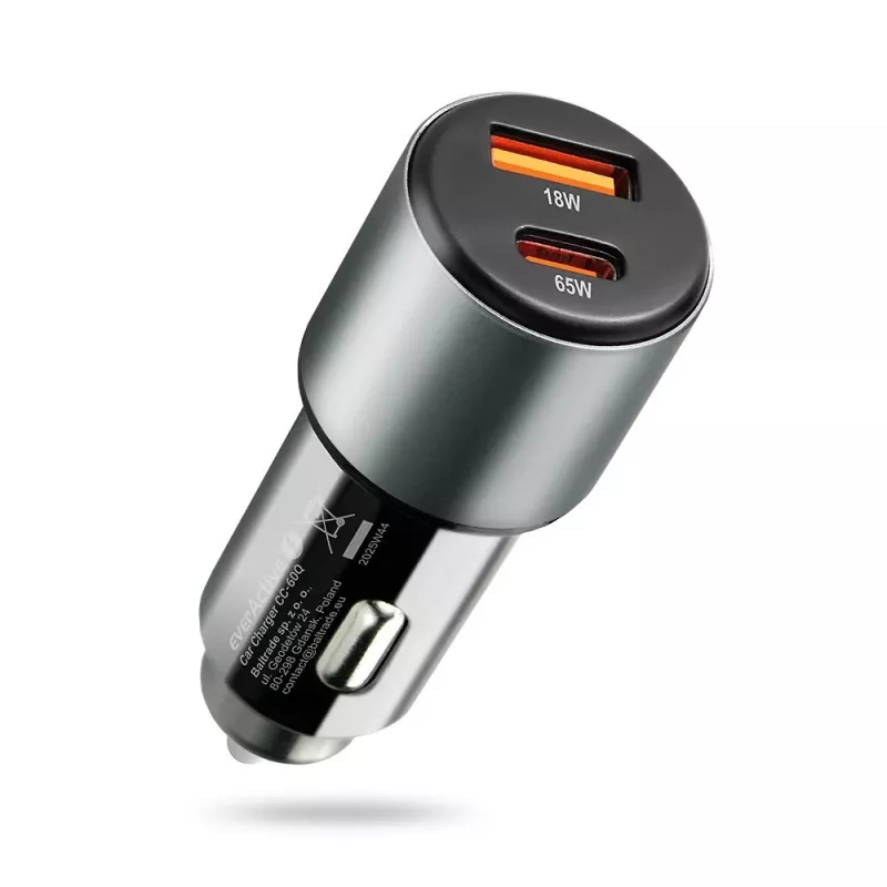 Auto-oplader everActive CC-60Q, QC3.0, tot 83W, USB-auto-voedingsadapter