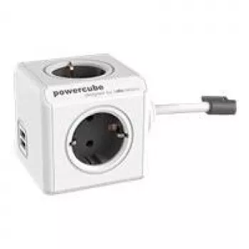 Power Extension Allocacoc 1407/DEEUPC 3m 4 AC Outlets grijs wit