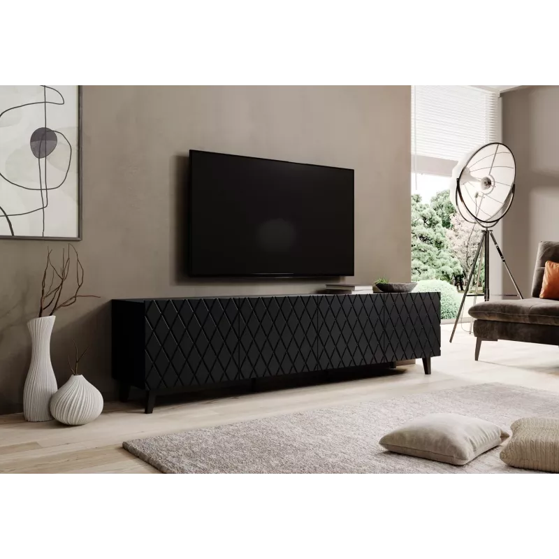 RTV-meubel ASTI 200x42x52 mat zwart