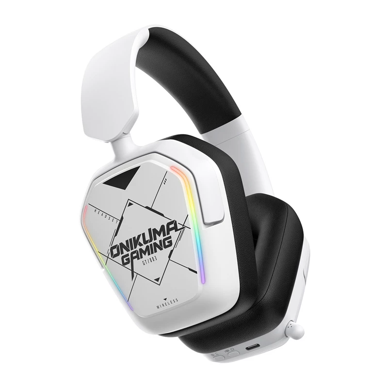 Bedrade/draadloze headset Onikuma GT883 wit — Bluetooth- en kabelverbinding, over-ear-ontwerp