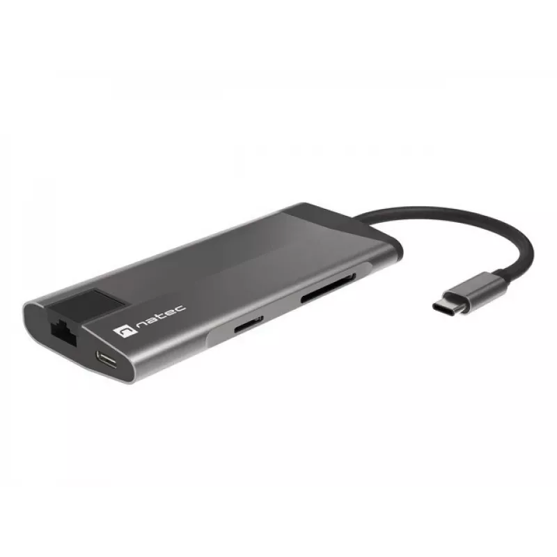 NATEC Fowler Plus USB Type-C zwart grijs MicroSD SD hub