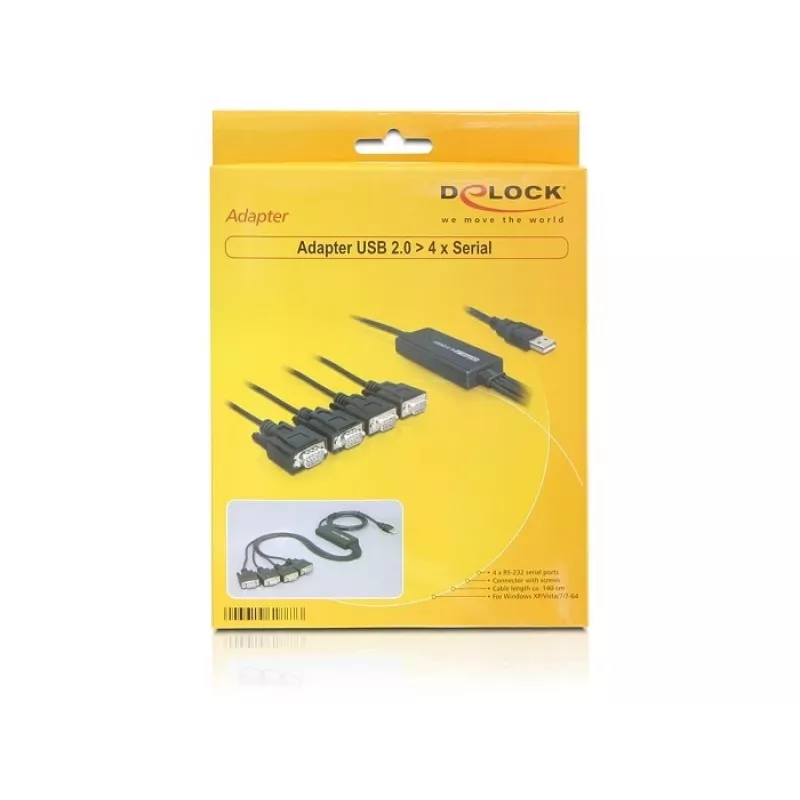 DeLock USB2.0 > 4 x seriële adapter - seriële adapter - USB - RS-232 x 4 (61887)