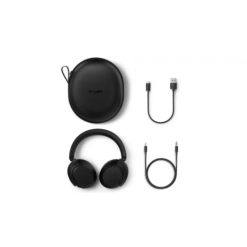 Philips TAH8000EBK/00 hoofdtelefoon/headset draadloos hoofdband gesprekken/muziek USB Type-C Bluetooth zwart