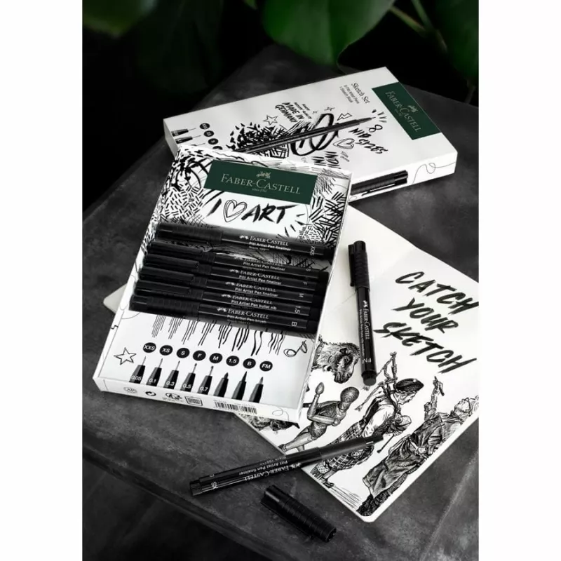Faber-Castell 267102 fineliner Multi zwart 8 stuks rondpunt