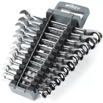 Ringratelsleutelset Wiha 44661, omschakelbaar, 12-delig, sleutelwijdtes SW 8–19 mm