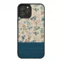 Telefoonhoes man and wood voor iPhone 12 Pro Max — blauwe bloem op zwart