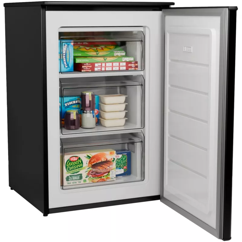 Bomann GS 7253 vriezer, 87 l, energieklasse C, klimaatklasse SN-T, omkeerbare deur, donkere roestvrijstaal-look, zwart