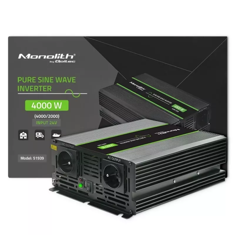 Qoltec Monolith stroomadapter/-omvormer auto 4000 W zwart