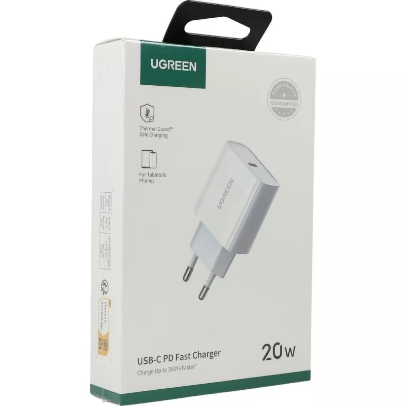 Ugreen USB Power Delivery 3.0 Quick Charge 4.0+ 20W 3A voeding (wit)