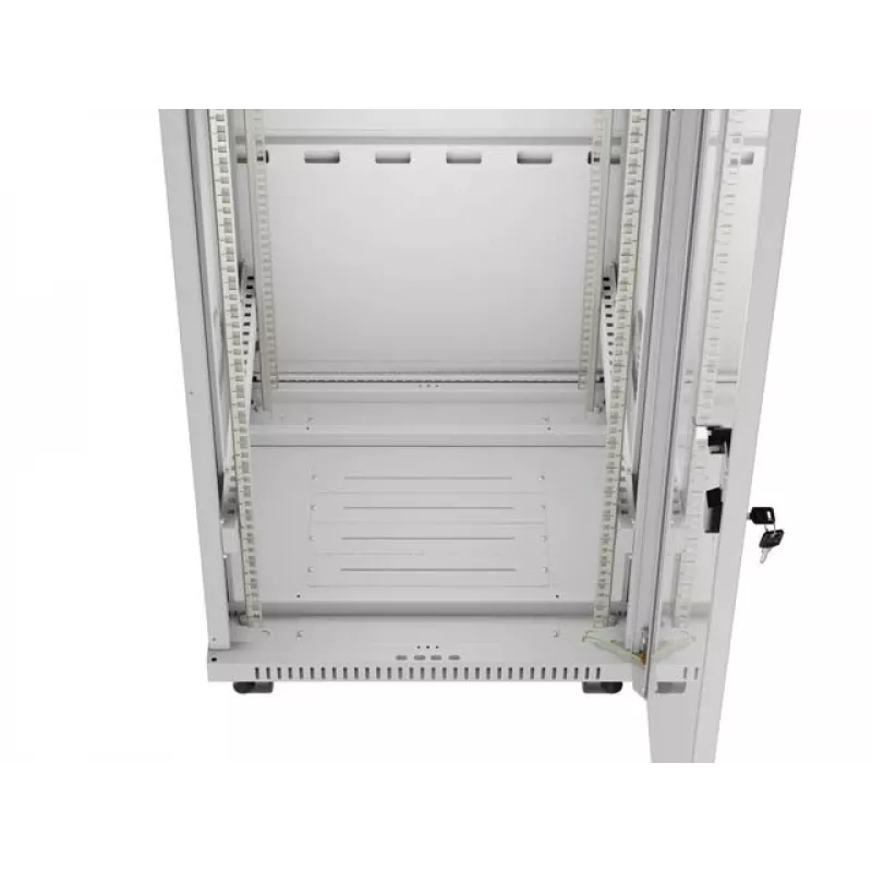 LANBERG 19 inch 32U staande serverrackkast 600×600 mm grijs met geperforeerde deuren en LCD (flat pack)