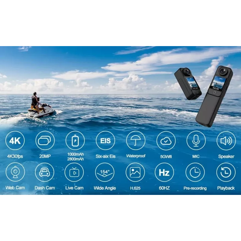 Actioncam SJCam C300 4K 30fps, compact waterdicht ontwerp